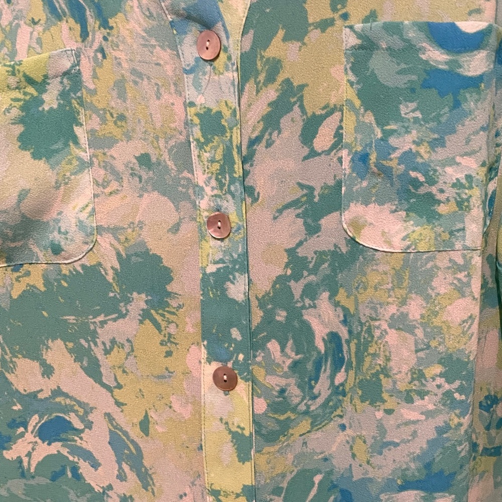 Ruby Rd. Green and Blue Patterned Blouse - Picture 3 of 4